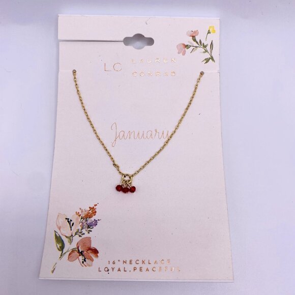 LC Lauren Conrad Red Goldtone Necklace 16" New Loyal Peaceful - Picture 1 of 3